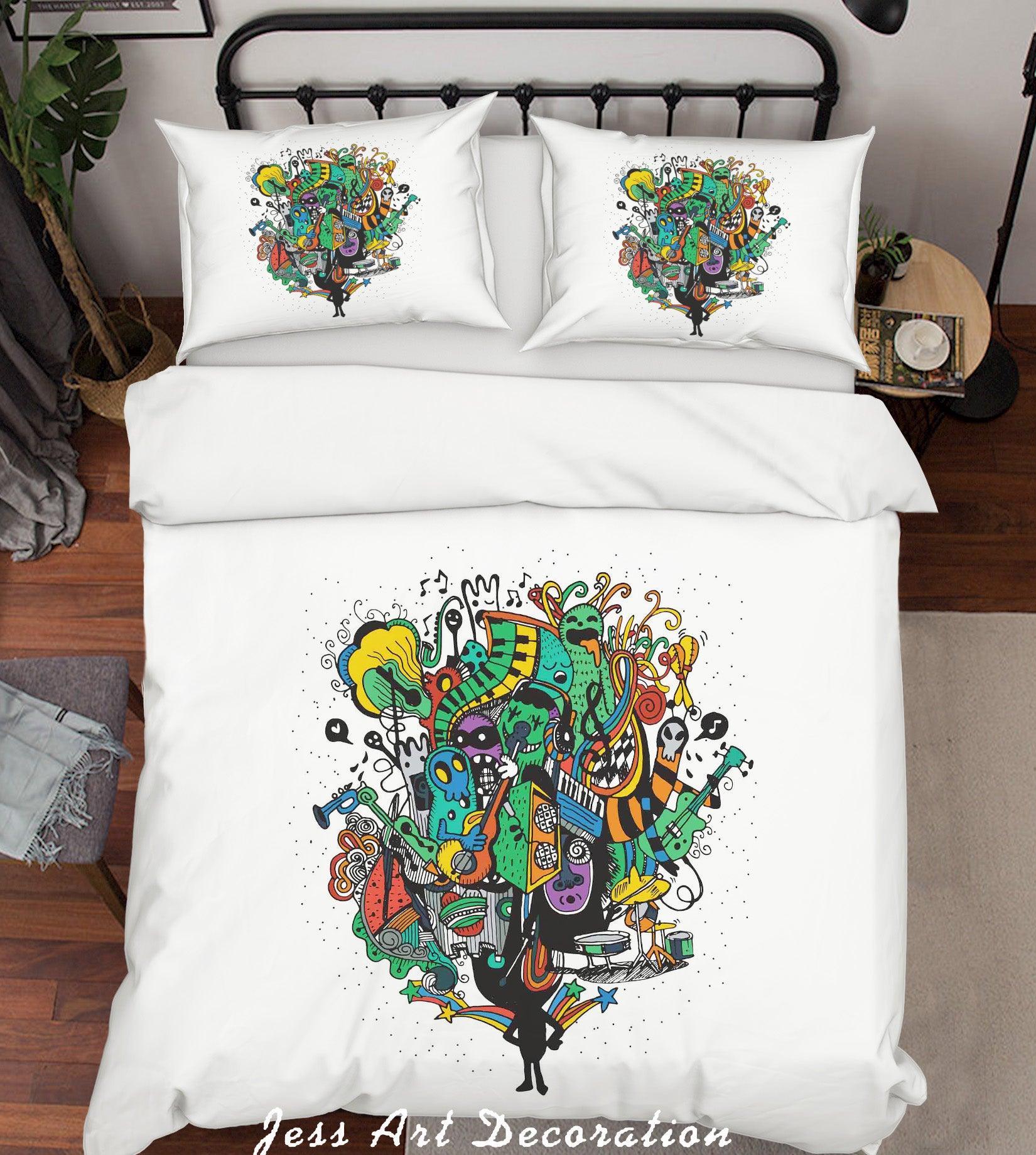 3D Graffiti Colorful Monster Figure Quilt Cover Set Bedding Set Duvet Cover Pillowcases LXL- Jess Art Decoration