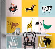 3D Cartoon Animal Wall Mural Wallpaper 65- Jess Art Decoration