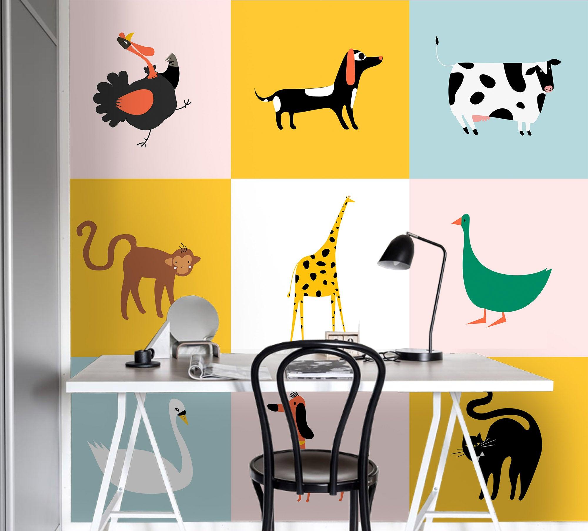 3D Cartoon Animal Wall Mural Wallpaper 65- Jess Art Decoration