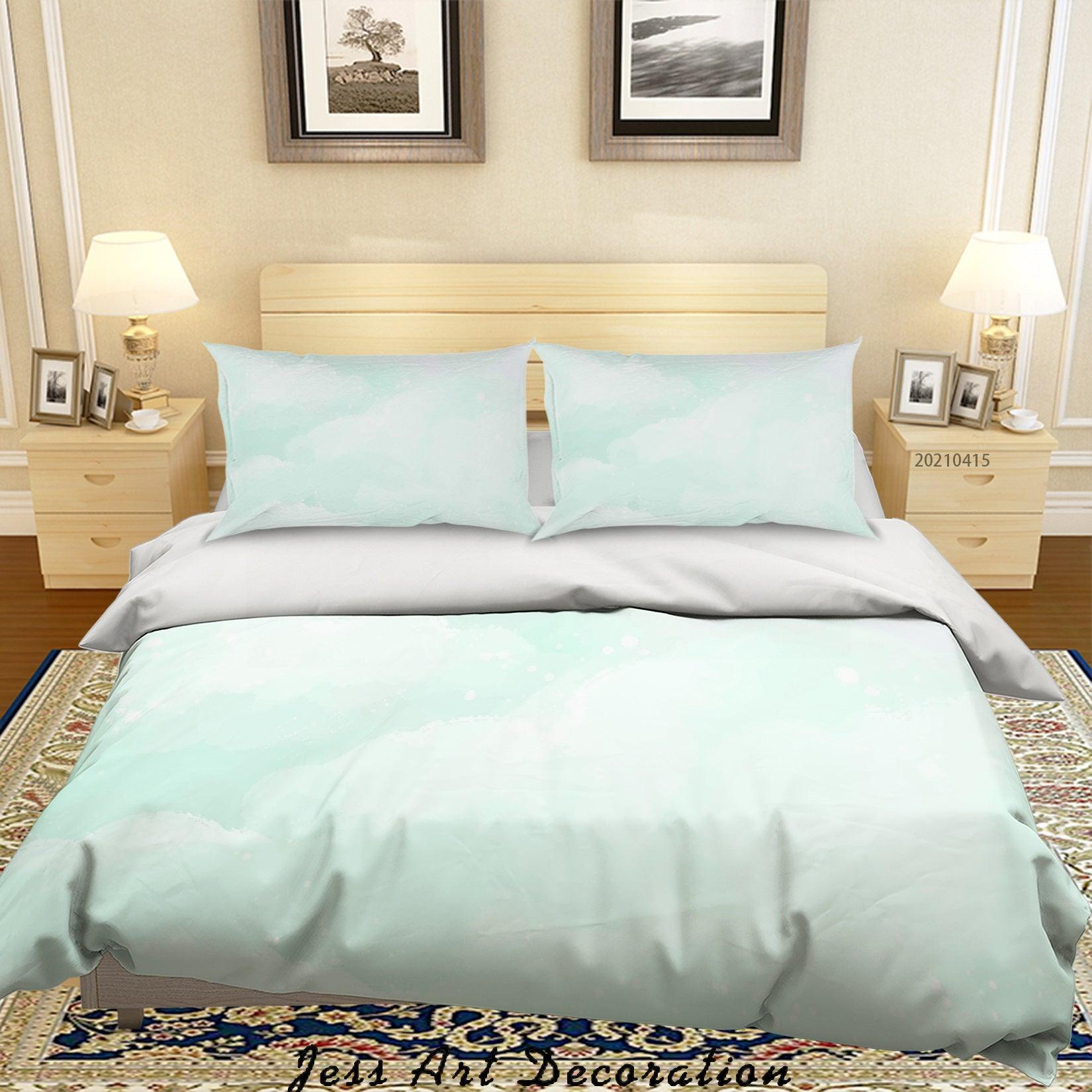 3D Watercolor Green Cloud Quilt Cover Set Bedding Set Duvet Cover Pillowcases 116- Jess Art Decoration