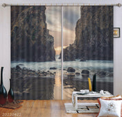 3D Landscape Peak Cliff Rock Sea Cloud Curtains and Drapes GD 4237- Jess Art Decoration