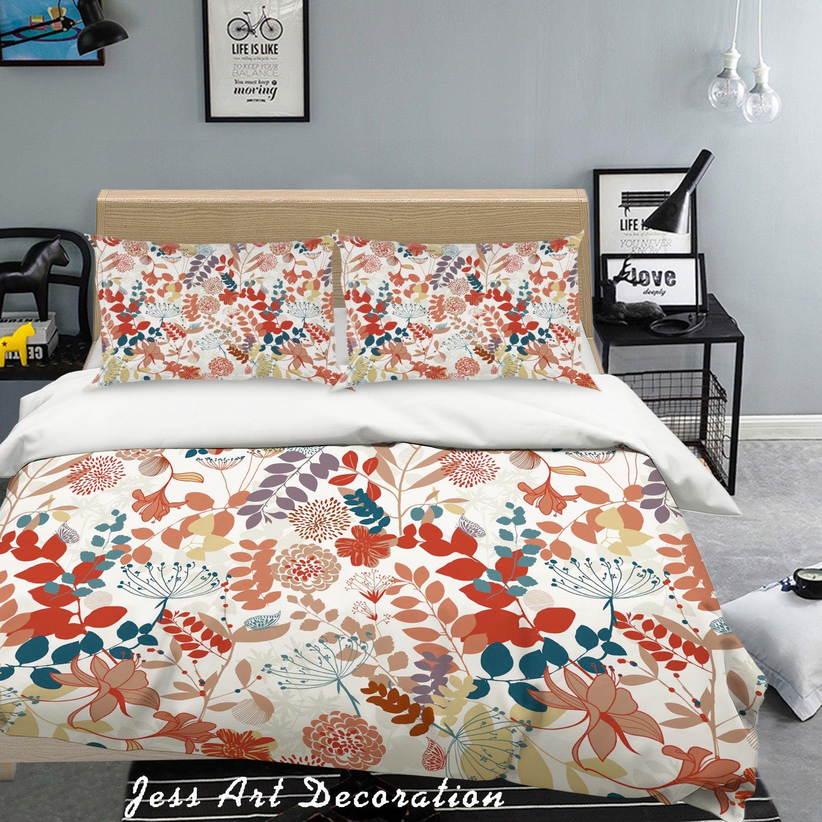 3D Yellow Floral Leaves Branch Quilt Cover Set Bedding Set Pillowcases 69- Jess Art Decoration
