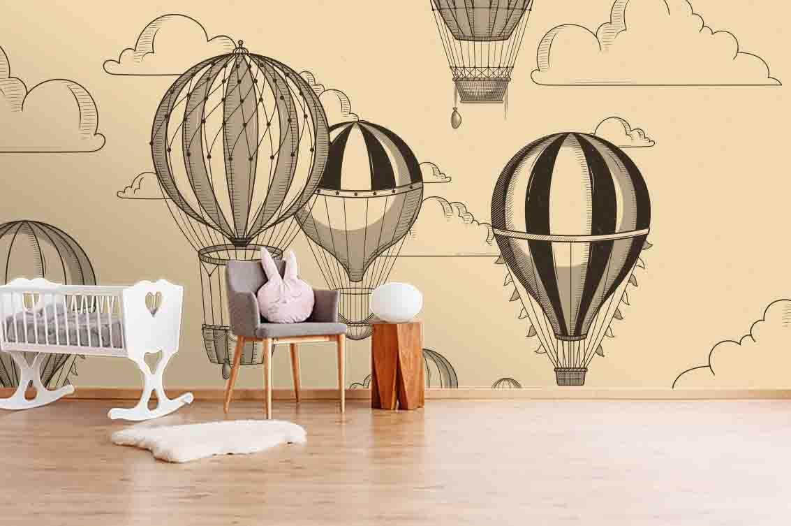 3D Hot Air Balloon Clouds Wall Mural Wallpaper SF126- Jess Art Decoration
