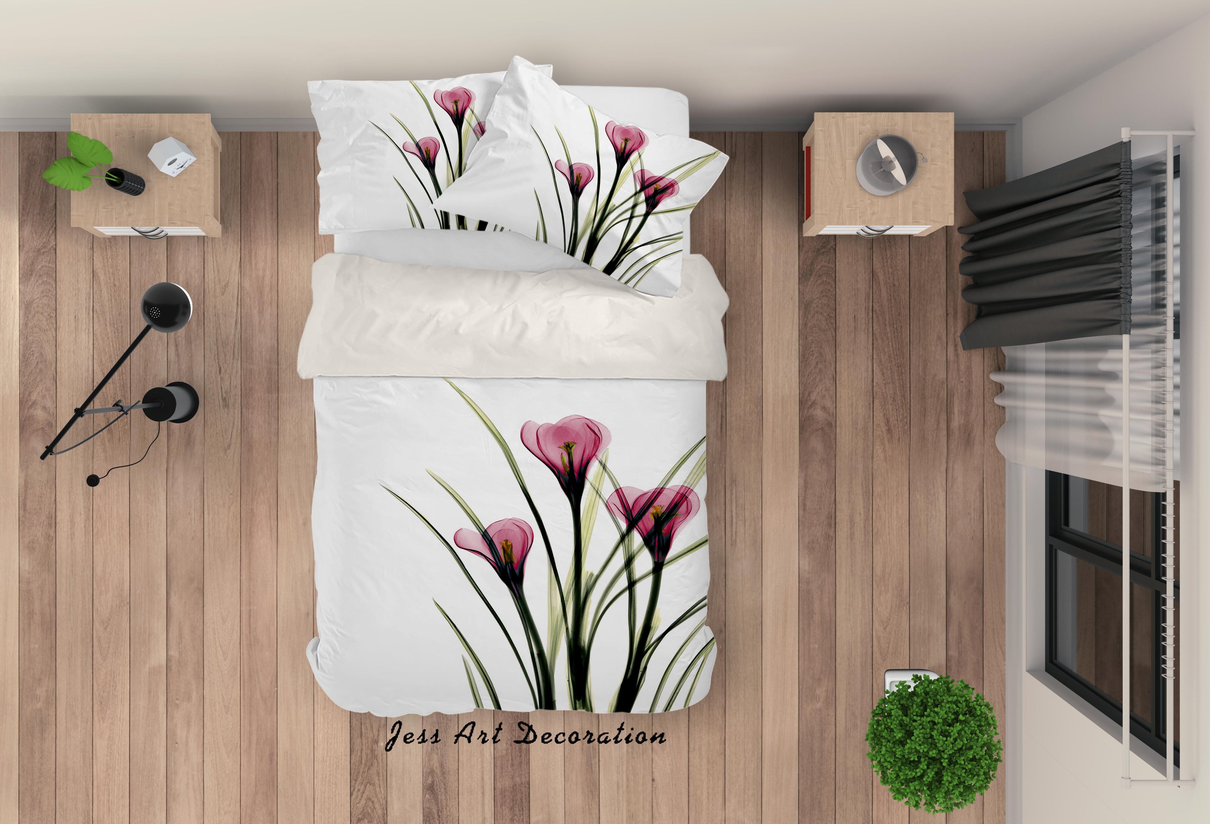 3D White Calla Lily Quilt Cover Set Bedding Set Pillowcases 12- Jess Art Decoration