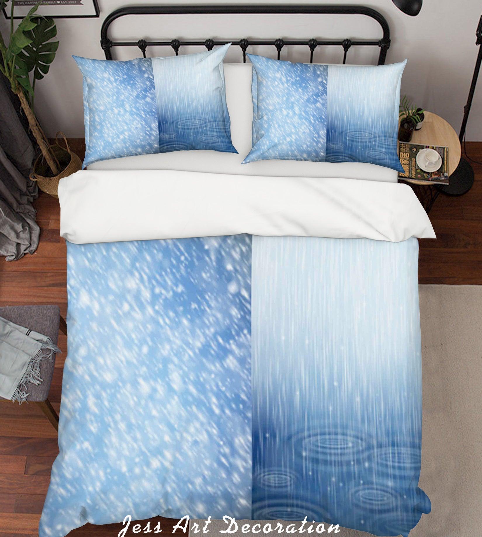 3D Blue Rain Quilt Cover Set Bedding Set Pillowcases 40- Jess Art Decoration