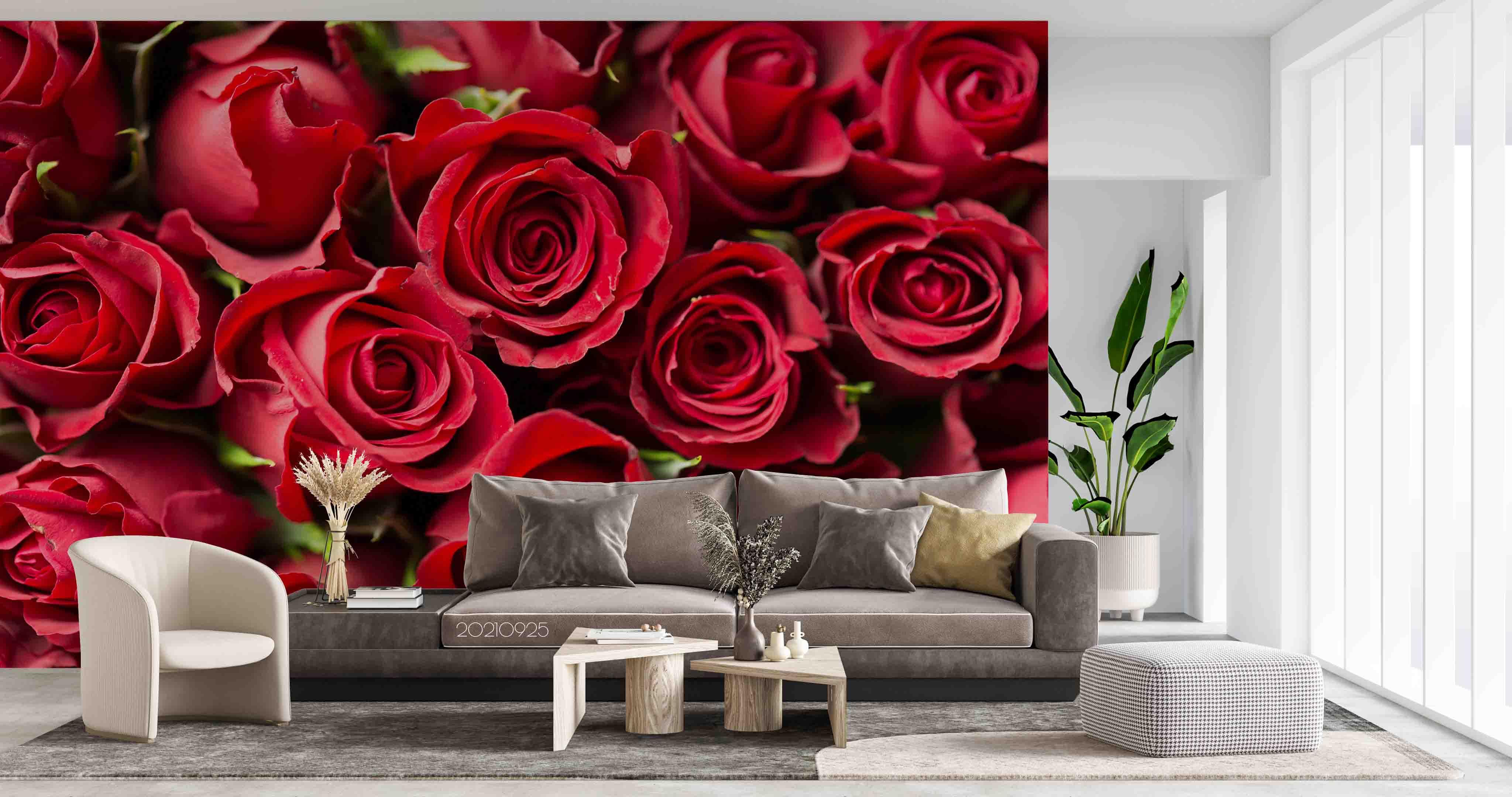 3D Red Rose Floral Wall Mural Wallpaper LQH 333- Jess Art Decoration