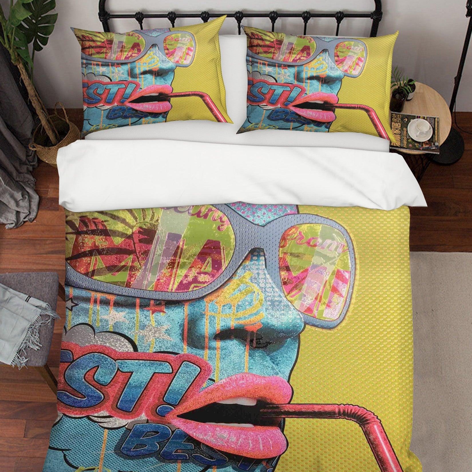 3D Abstract Live Girl Quilt Cover Set Bedding Set Duvet Cover Pillowcases LXL- Jess Art Decoration