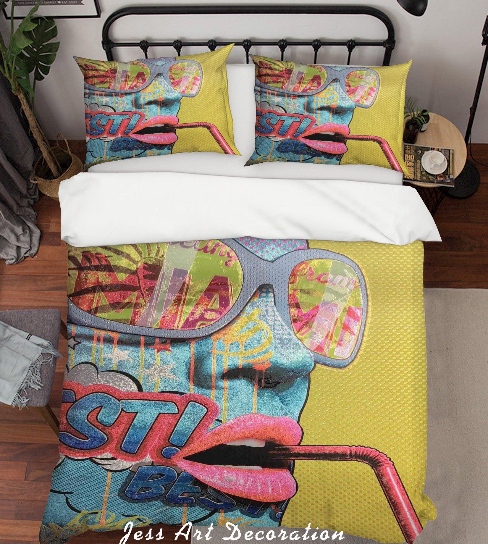 3D Abstract Live Girl Quilt Cover Set Bedding Set Duvet Cover Pillowcases LXL- Jess Art Decoration