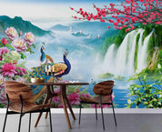 3D Riches Honour Peacock Flowers Wall Mural Wallpaper 73- Jess Art Decoration