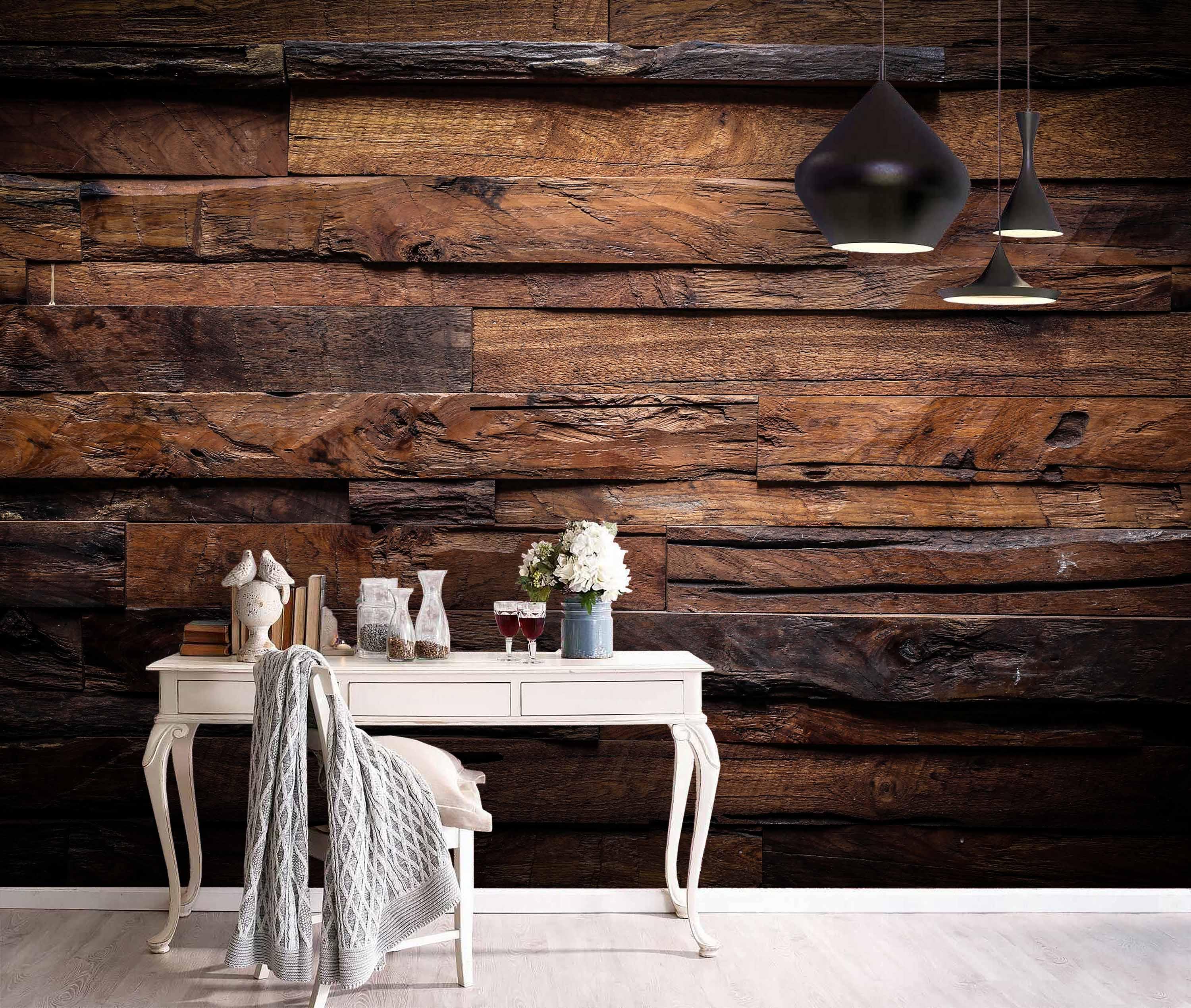 3D Brown Wood Board Texture Wall Mural Wallpaper LQH 36- Jess Art Decoration
