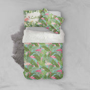 3D Flamingo Leaves Quilt Cover Set Bedding Set Pillowcases 39- Jess Art Decoration