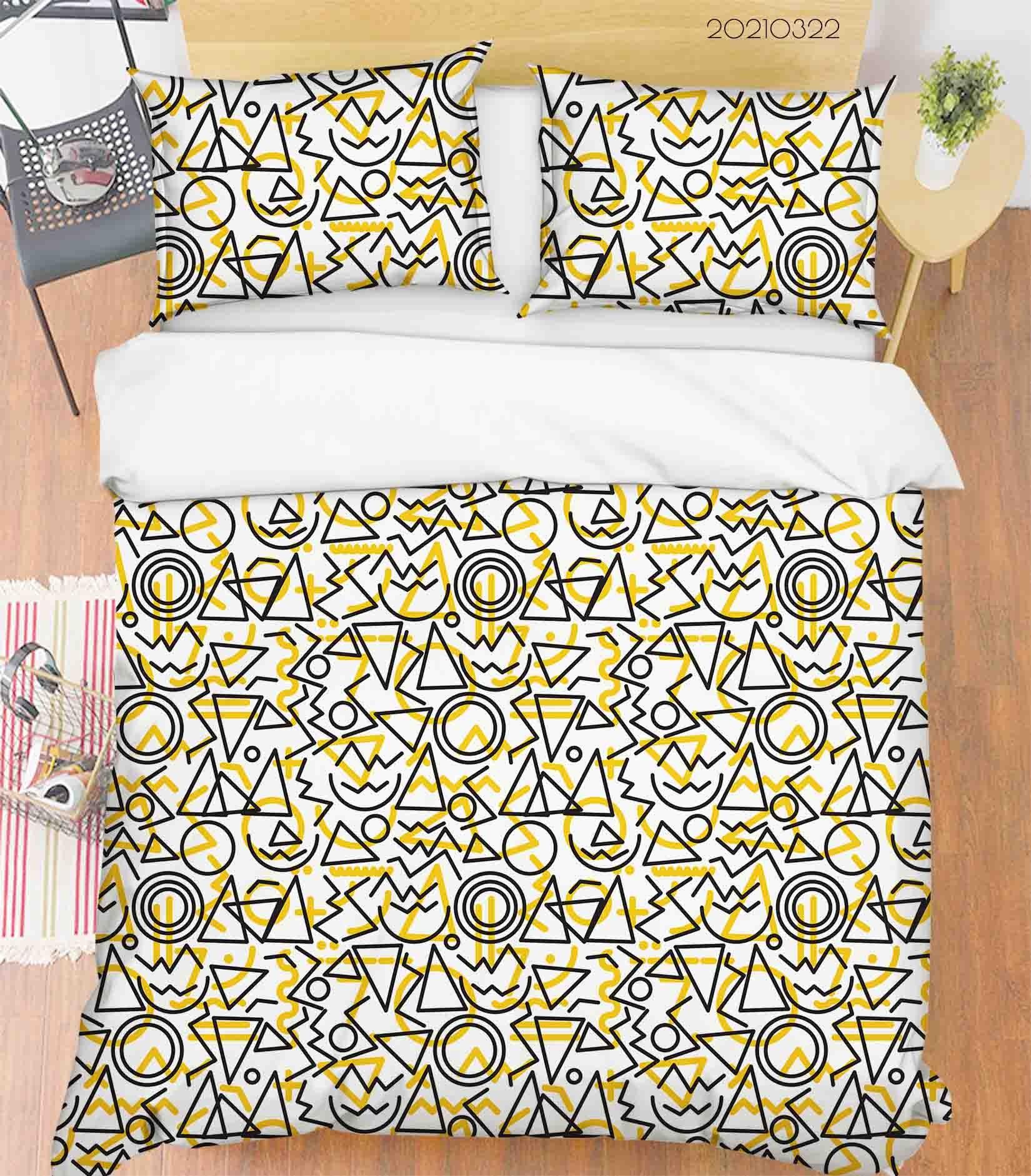 3D Abstract Geometric Pattern Quilt Cover Set Bedding Set Duvet Cover Pillowcases 124- Jess Art Decoration