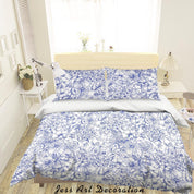 3D Blue Flowers Pattern Quilt Cover Set Bedding Set Duvet Cover Pillowcases WJ 1481- Jess Art Decoration