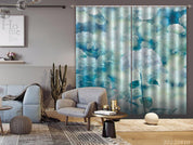 3D Beautiful Floral Blue Pattern Curtains and Drapes GD 3996- Jess Art Decoration