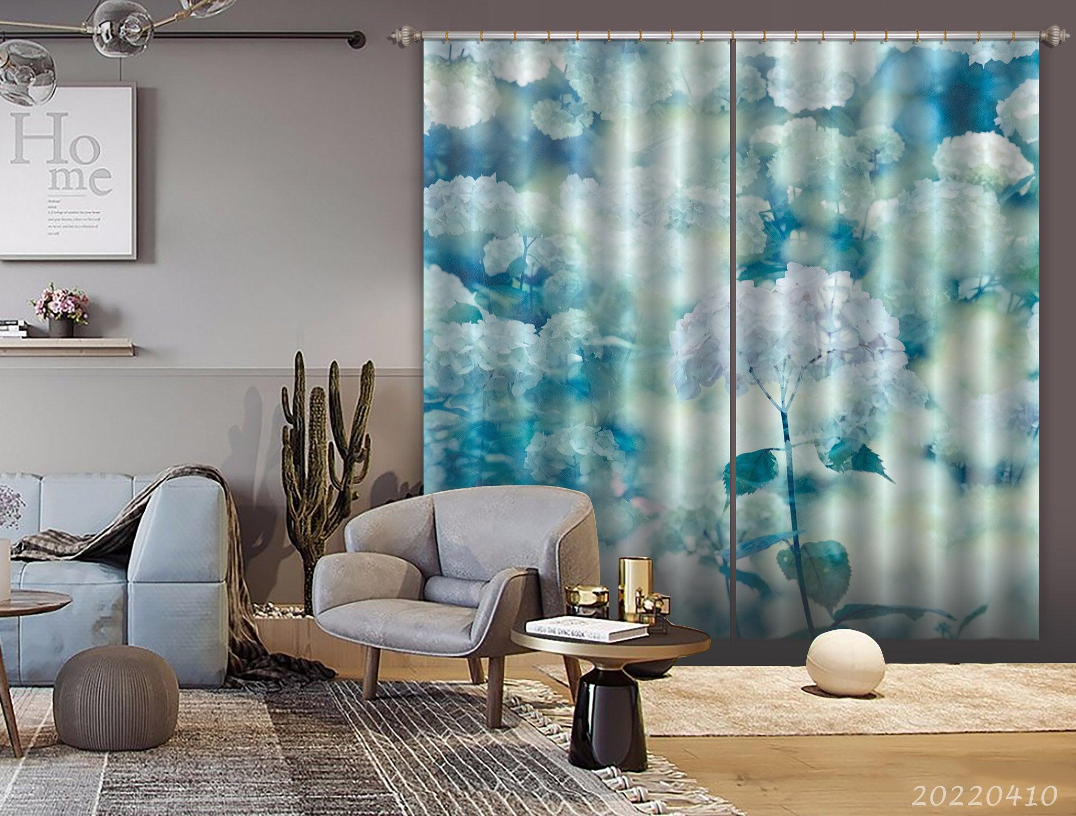 3D Beautiful Floral Blue Pattern Curtains and Drapes GD 3996- Jess Art Decoration