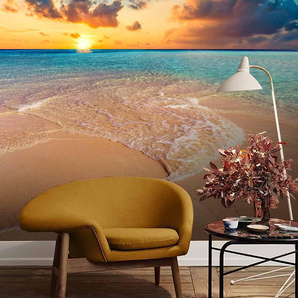 3D sea beach sunset wall mural wallpaper 85- Jess Art Decoration