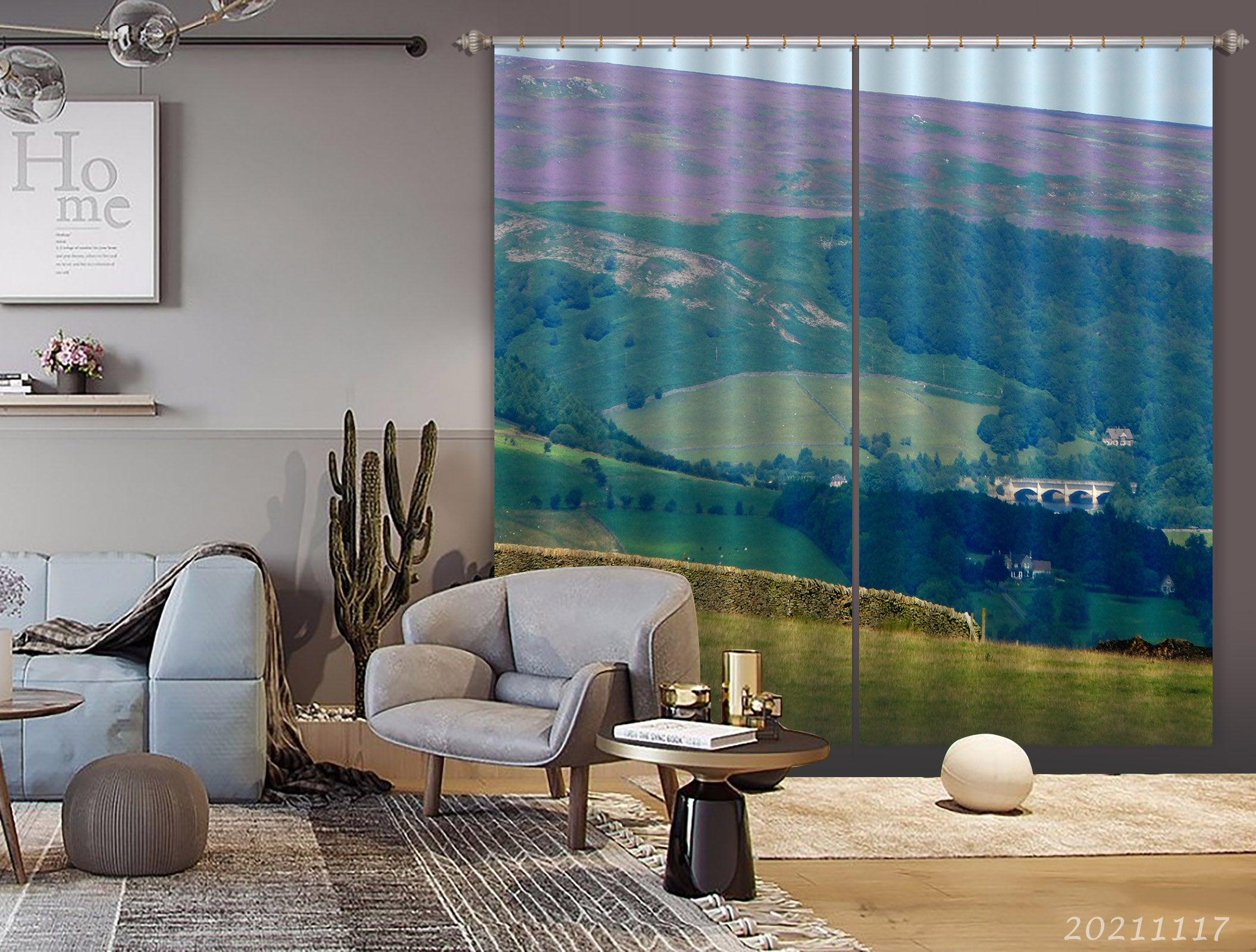 3D Green Forest Nature Landscape Curtains and Drapes LQH 129- Jess Art Decoration