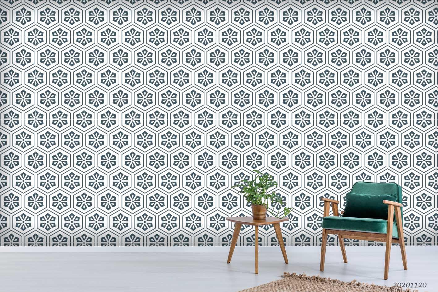 3D Vintage Blue Floral Pattern Wall Mural Wallpaper LXL- Jess Art Decoration