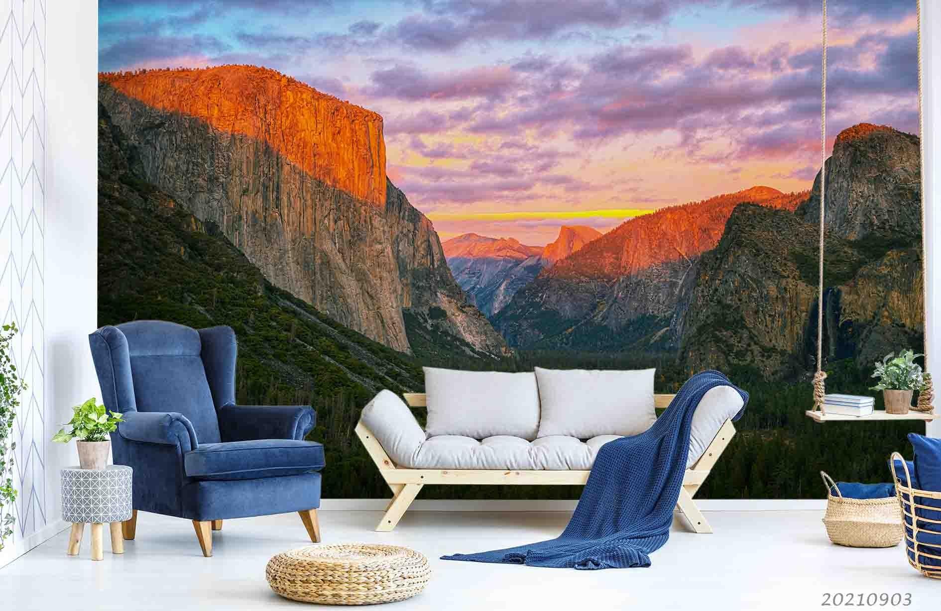 3D Sunset Sky Cloud Mountain Wall Mural Wallpaper LQH 98- Jess Art Decoration