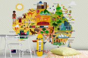 3D Iconic Building Map Wall Mural Wallpaper LQH 299- Jess Art Decoration