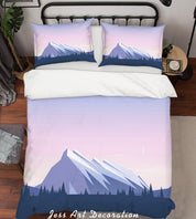 3D Purple Mountains Trees Quilt Cover Set Bedding Set Pillowcases 18- Jess Art Decoration