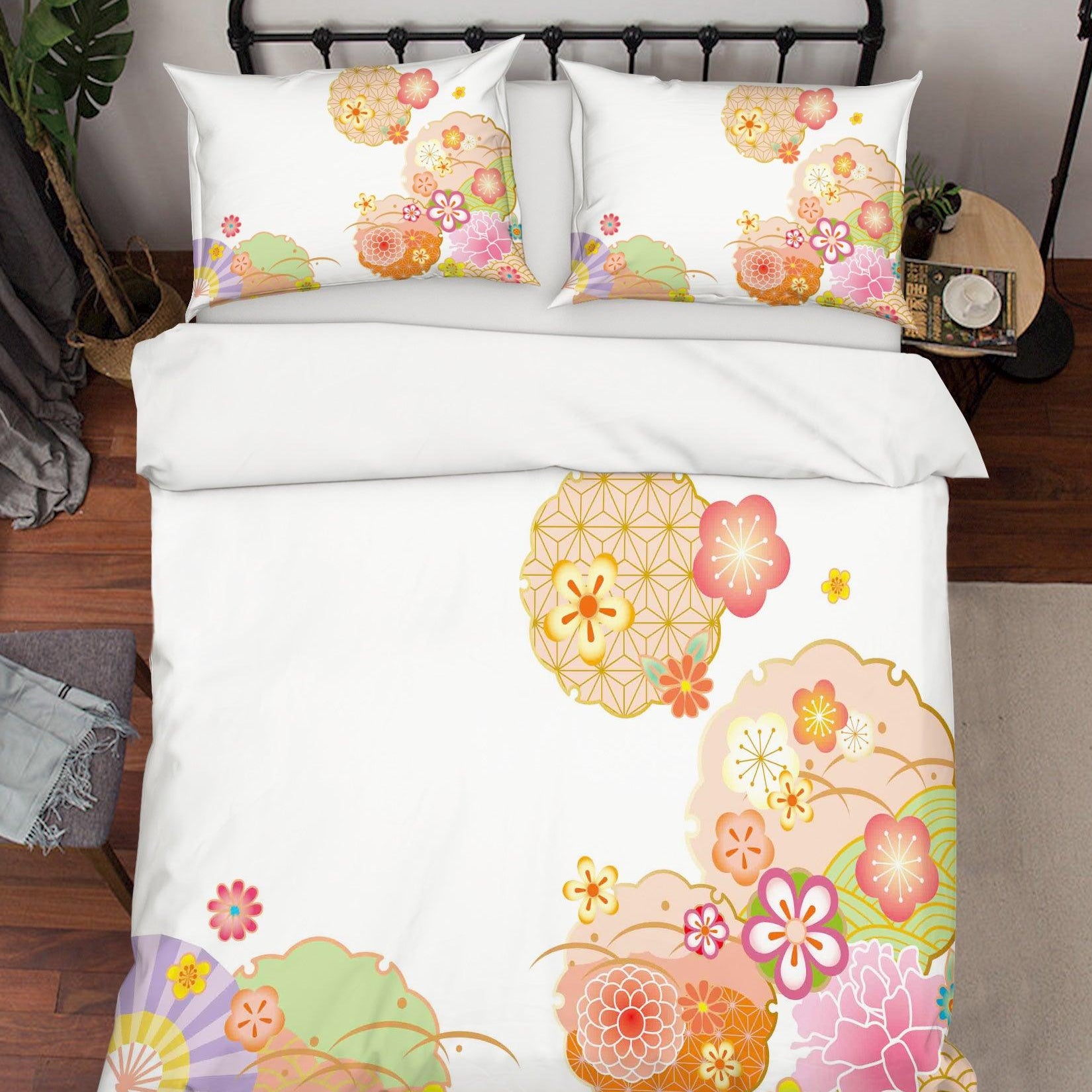 3D Abstract Colorful Floral Quilt Cover Set Bedding Set Pillowcases 38- Jess Art Decoration