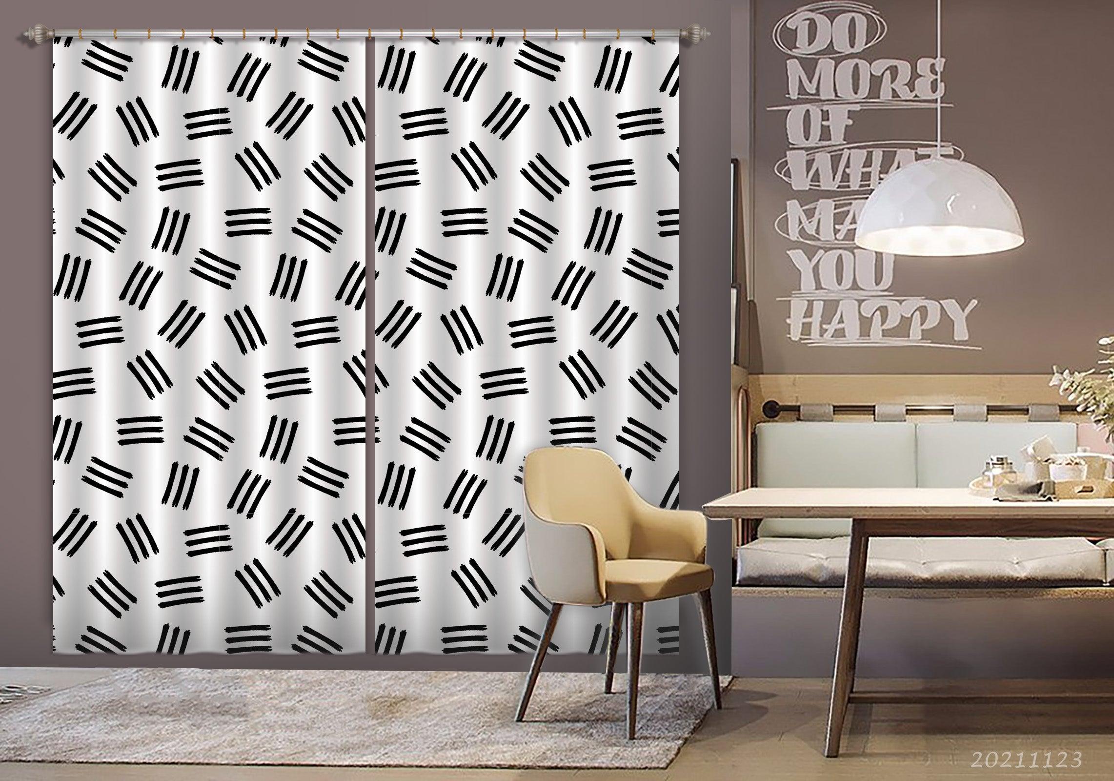 3D Abstract Black Geometric Graphic Curtains and Drapes LQH 24- Jess Art Decoration