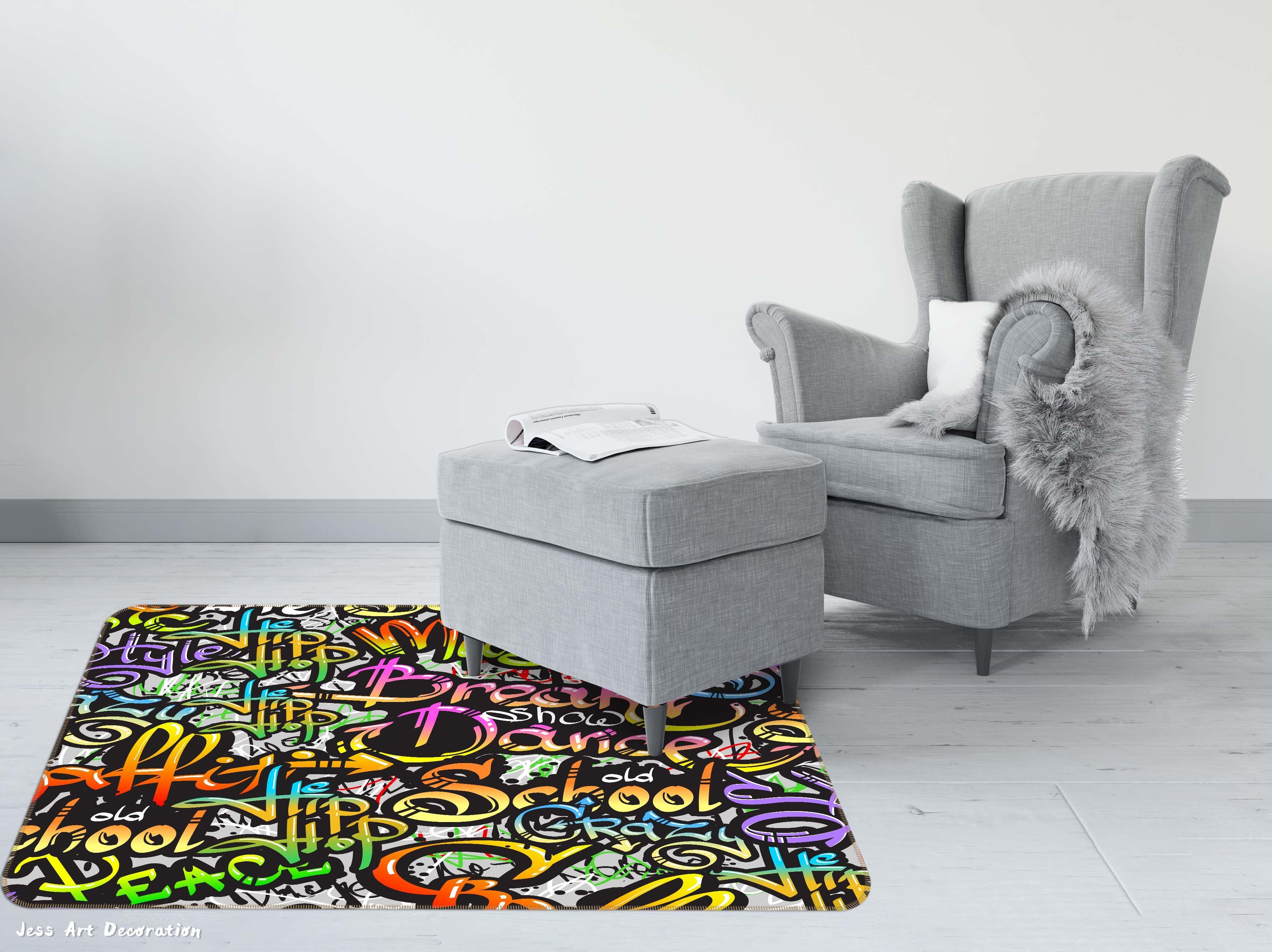 3D Abstract Background Graffiti Painting Non-Slip Rug Mat A577 LQH- Jess Art Decoration
