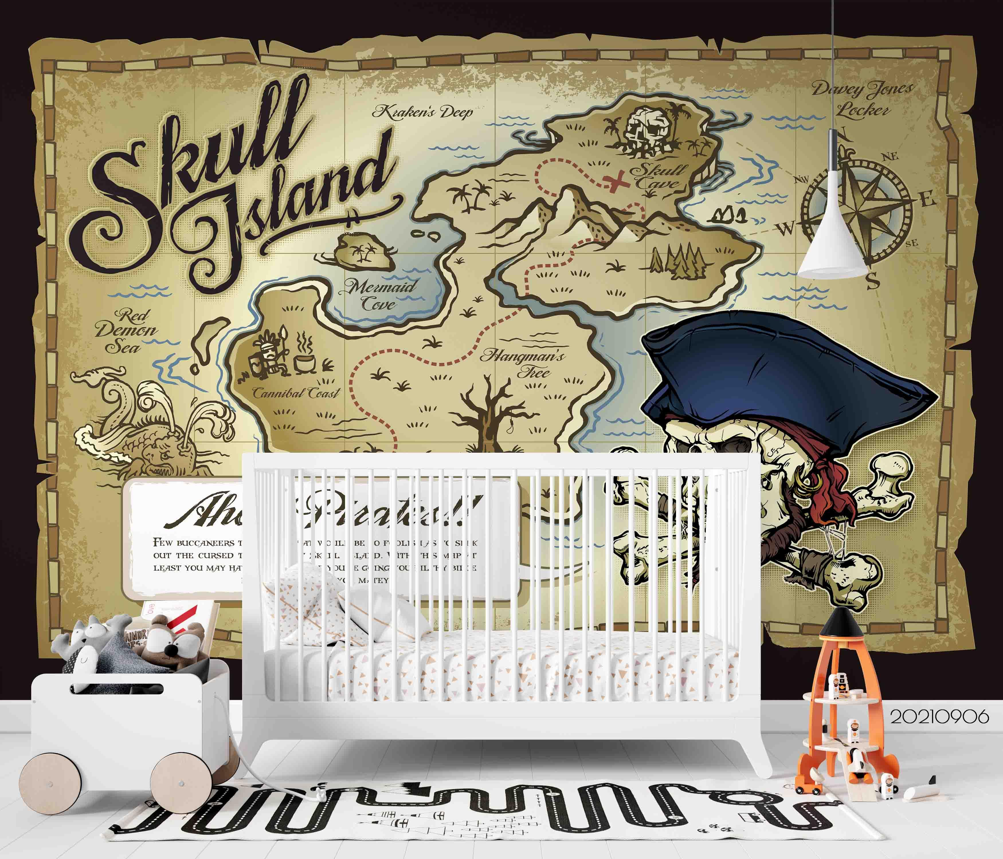 3D Nautical Pirate World Map Wall Mural Wallpaper LQH 538- Jess Art Decoration