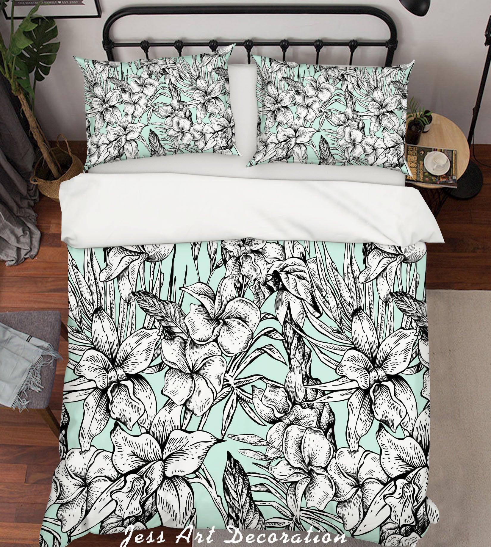 3D Grey Flowers Quilt Cover Set Bedding Set Pillowcases 139- Jess Art Decoration