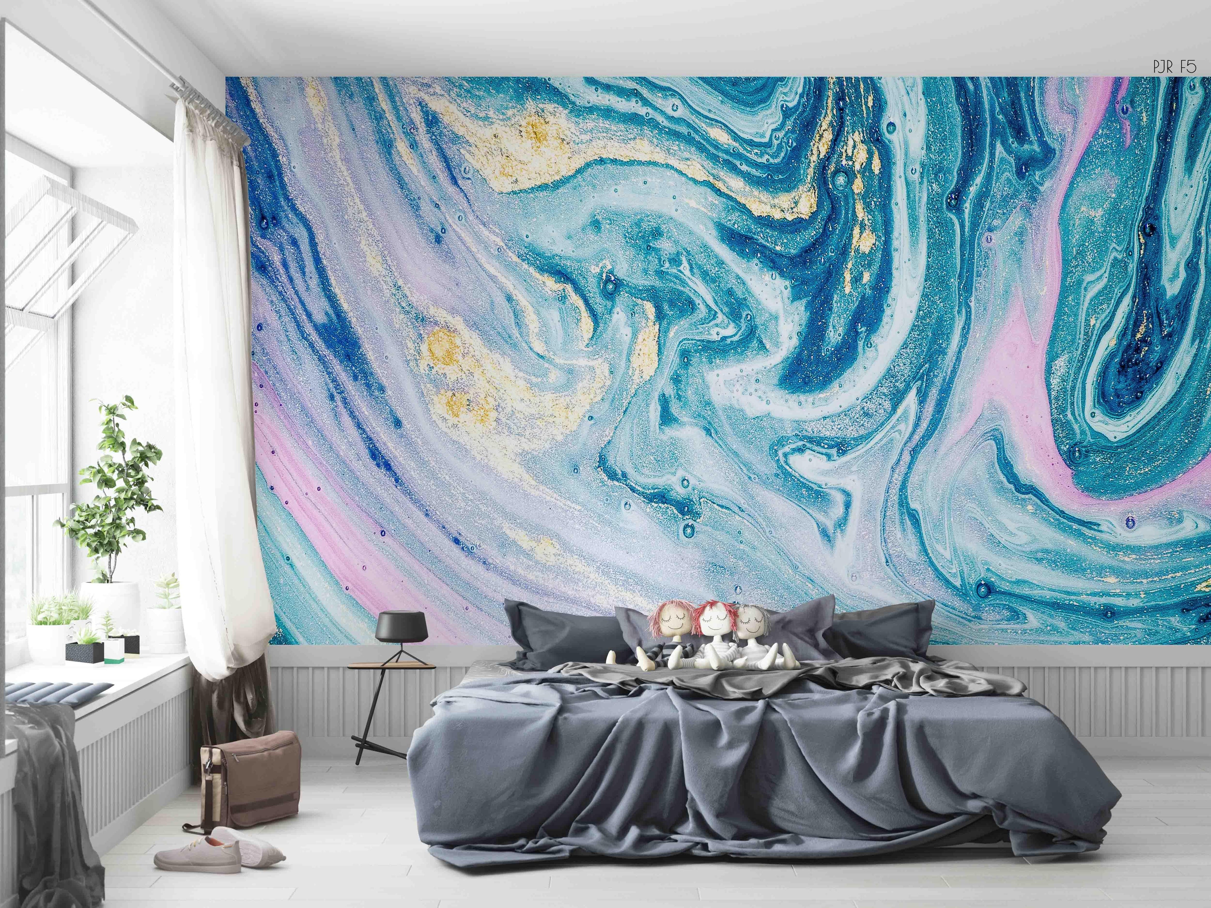 3D Blue Abstract Oil Painting blue abstract oil painting wall mural wallpaper for living room - view 4