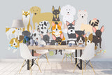 3D cartoon different types dogs wall mural wallpaper 68- Jess Art Decoration