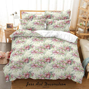 3D Hand Drawn Floral Leaves Quilt Cover Set Bedding Set Duvet Cover Pillowcases 21- Jess Art Decoration
