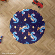 3D Cartoon Animal Dinosaur Stars Kids Non-Slip Round Rug Mat 41- Jess Art Decoration