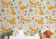 3D Cartoon Fox Plant Floral Leaf Wall Mural Wallpaper GD 319- Jess Art Decoration