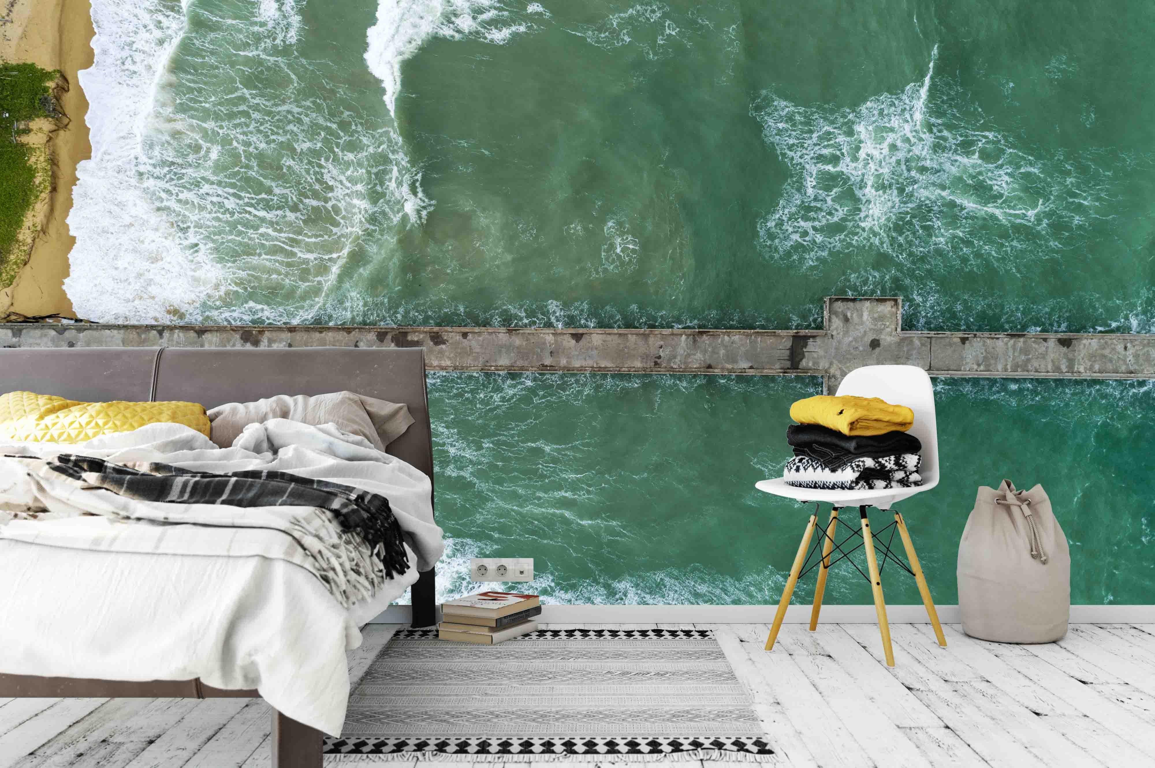 3D aerial view drone top down bridge wall mural wallpaper 8- Jess Art Decoration