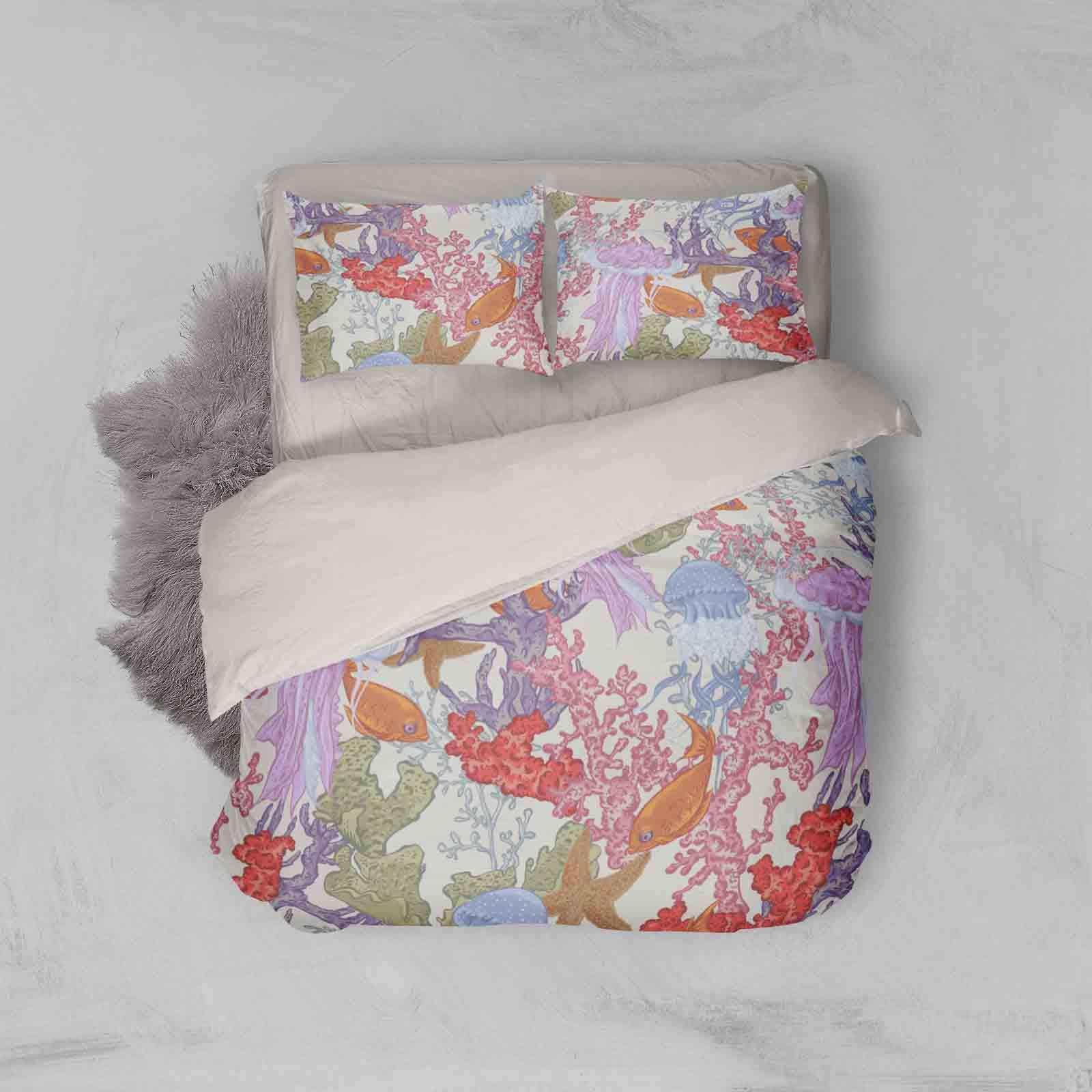3D Jellyfish Coral Fish Starfish Quilt Cover Set Bedding Set Pillowcases 15- Jess Art Decoration