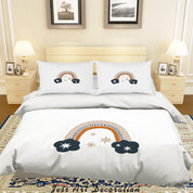 3D White Rainbow Star Quilt Cover Set Bedding Set Duvet Cover Pillowcases SF79- Jess Art Decoration