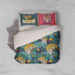 3D Tiger Green Leaf Quilt Cover Set Bedding Set Pillowcases 36- Jess Art Decoration