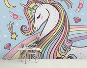 3D Unicorn Star Moon Diamond Wall Mural Wallpaper 76- Jess Art Decoration