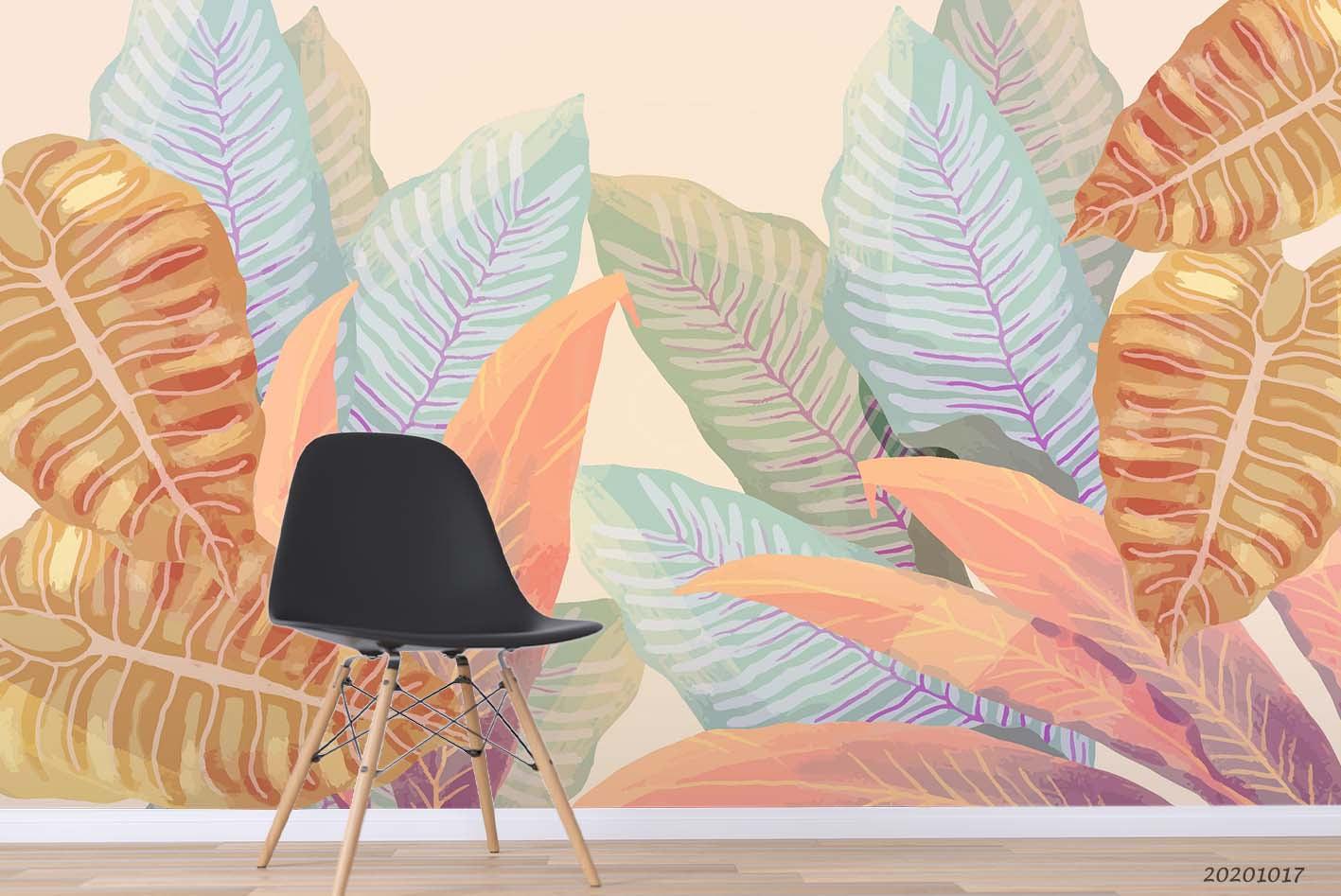 3D Vintage Floral Leaves Pattern Wall Mural Wallpaper WJ 6290- Jess Art Decoration
