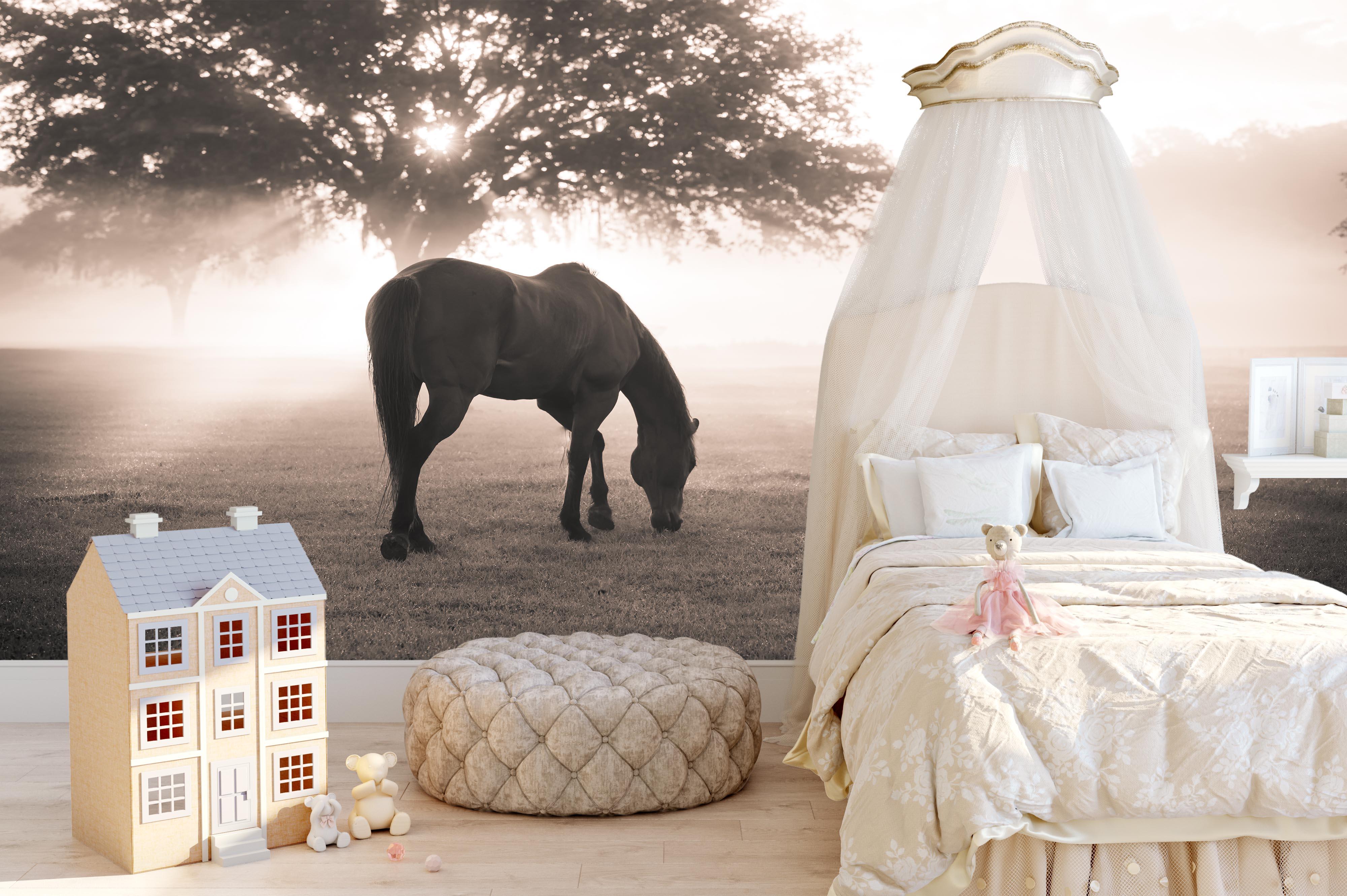 3D Grey Sky Tree Horse Wall Mural Wallpaper 30- Jess Art Decoration