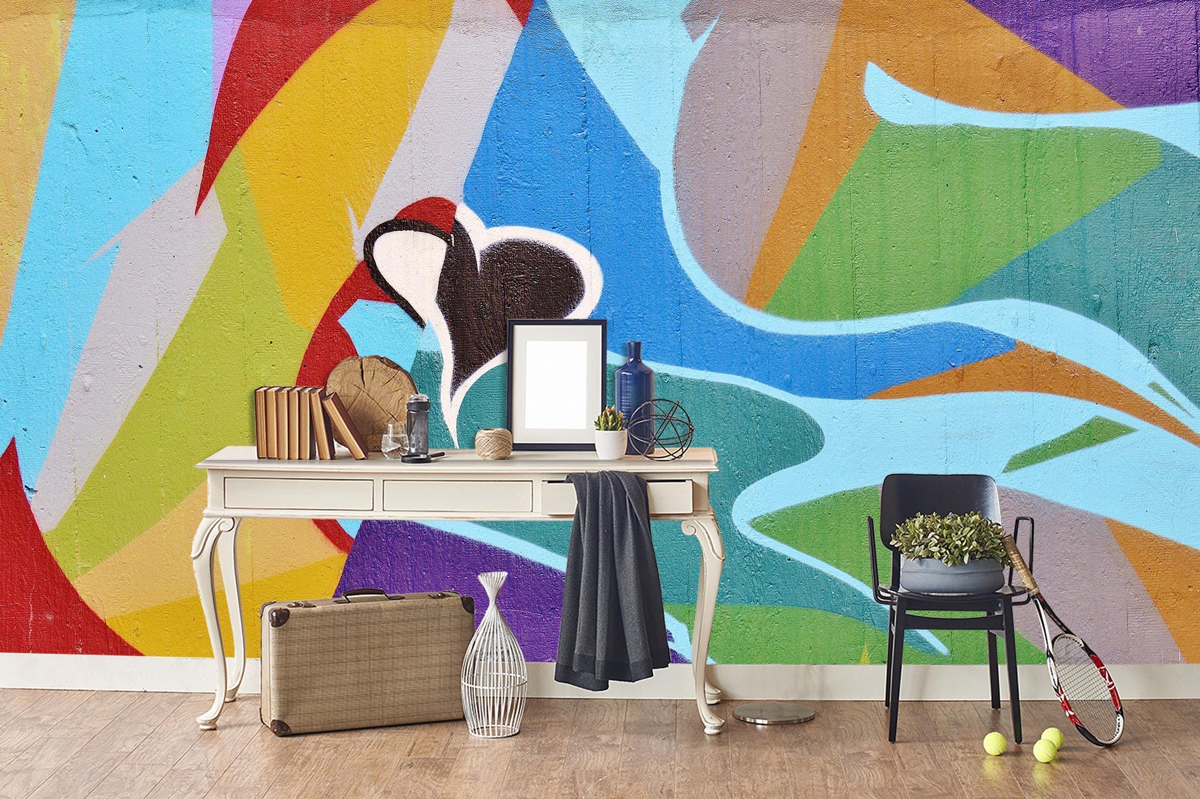 3D Abstract Colorful Graffiti Wall Mural Wallpaper 185- Jess Art Decoration
