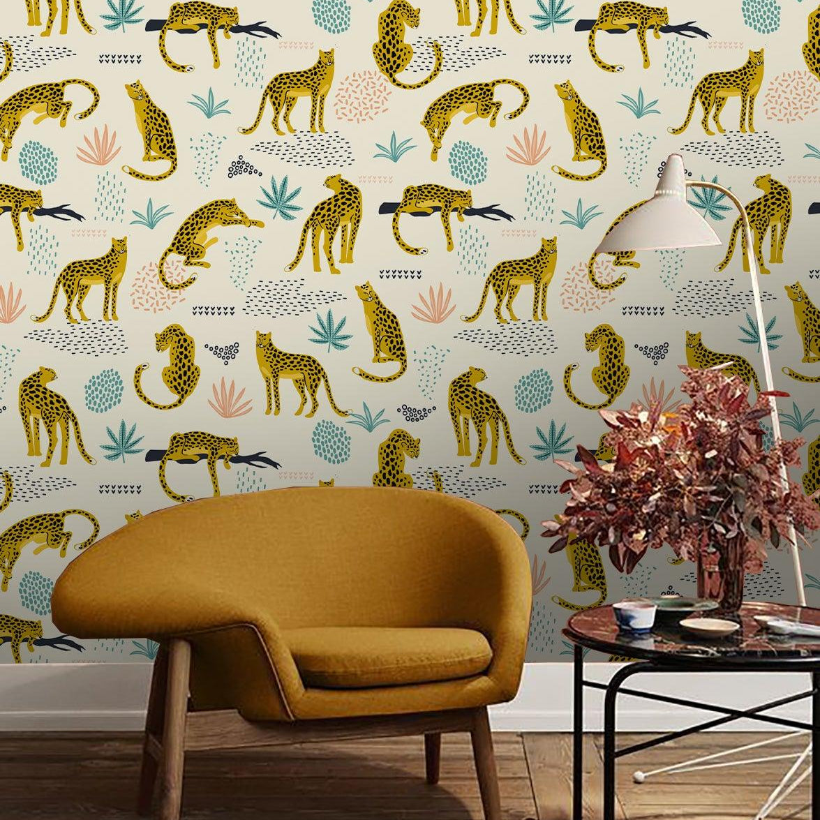3D Yellow Leopard Wall Mural Wallpaper 55- Jess Art Decoration