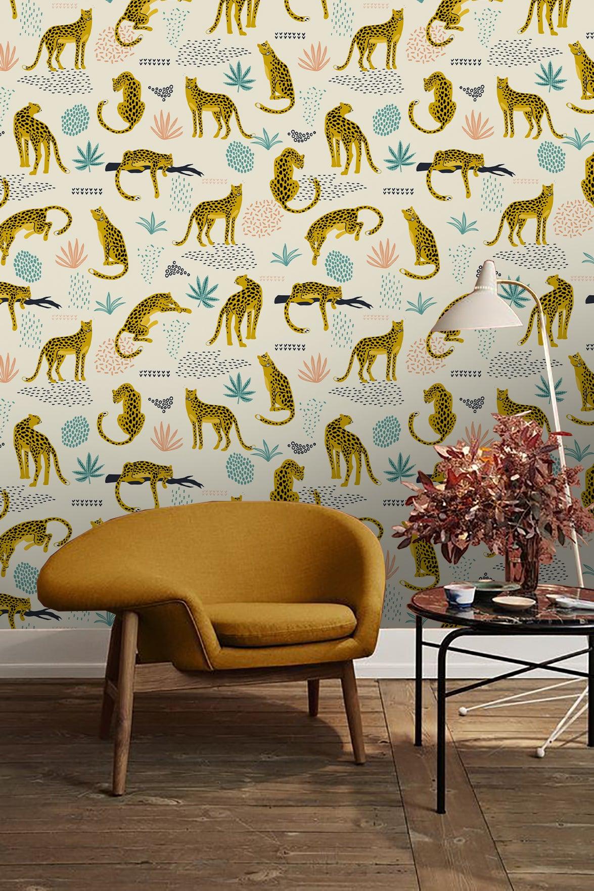 3D Yellow Leopard Wall Mural Wallpaper 55- Jess Art Decoration