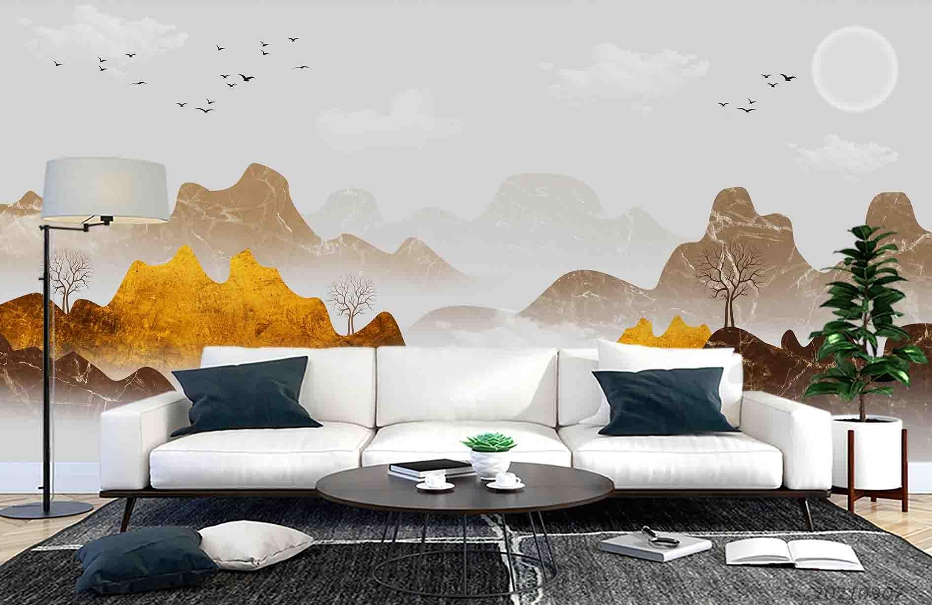 3D Sunset Sky Cloud Mountain Landscape Wall Mural Wallpaper LQH 236- Jess Art Decoration