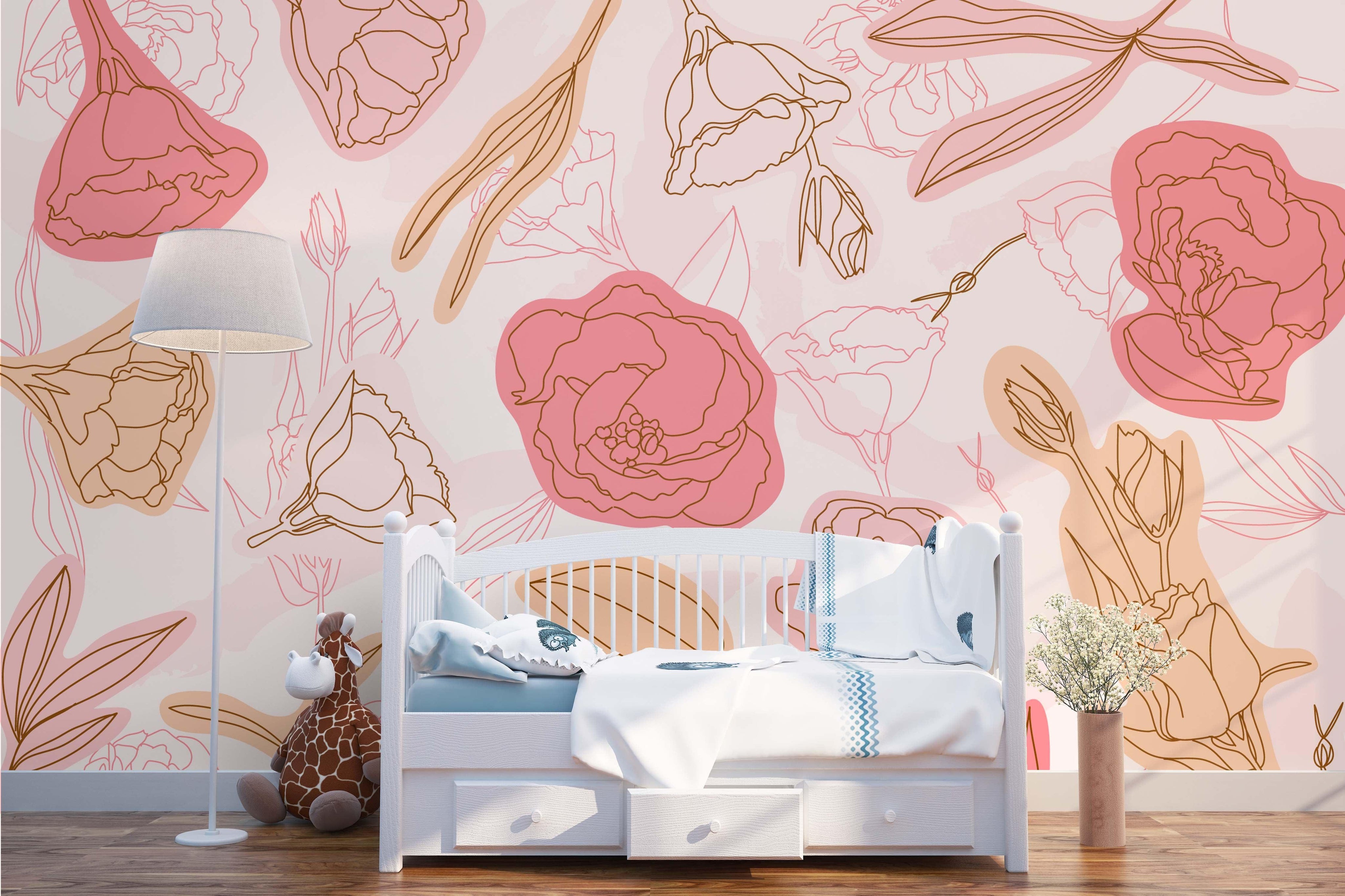 3D Watercolor Pink Floral Wall Mural Wallpaper 42- Jess Art Decoration