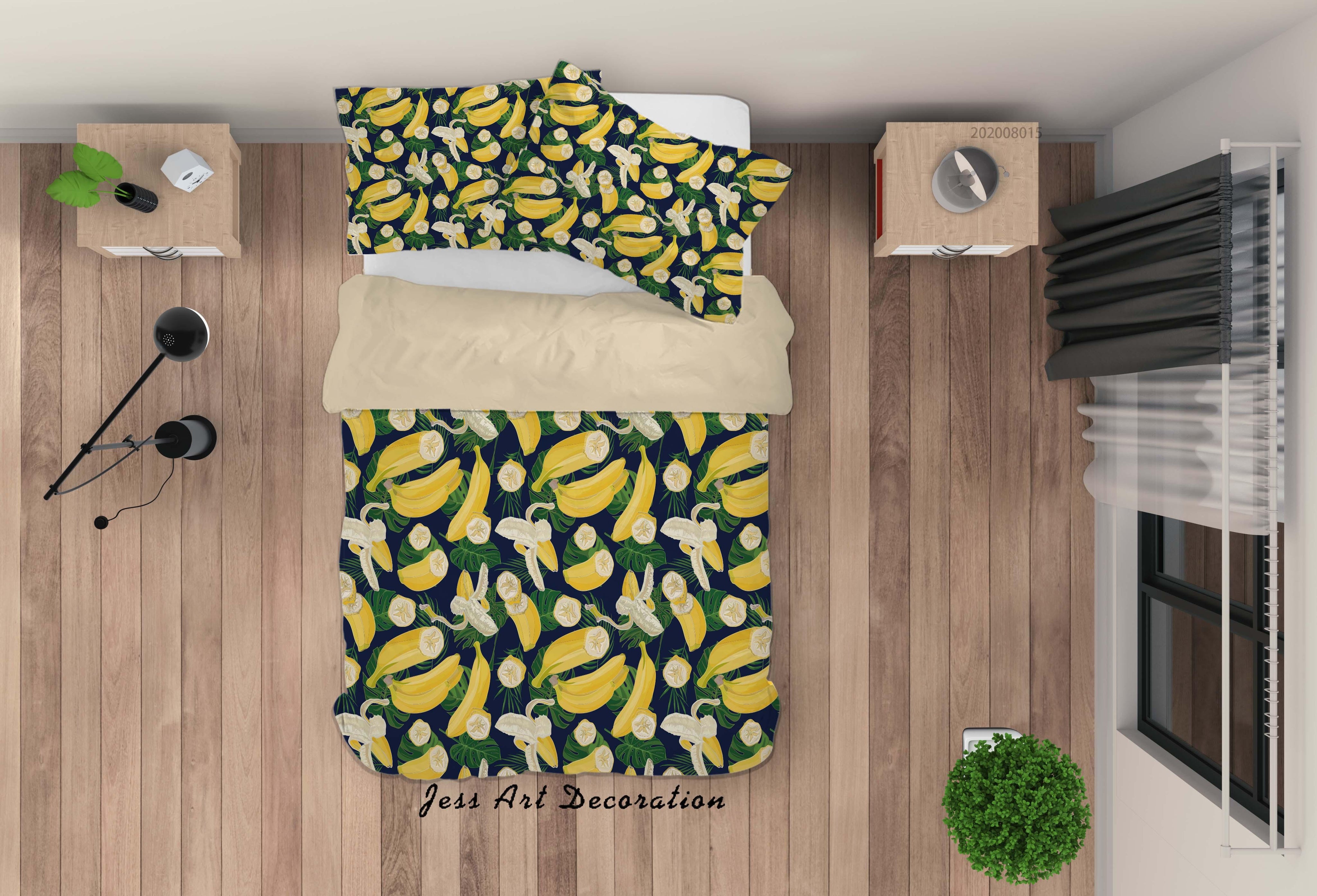 3D Colorful Banana Fruity Quilt Cover Set Bedding Set Duvet Cover Pillowcases LXL- Jess Art Decoration
