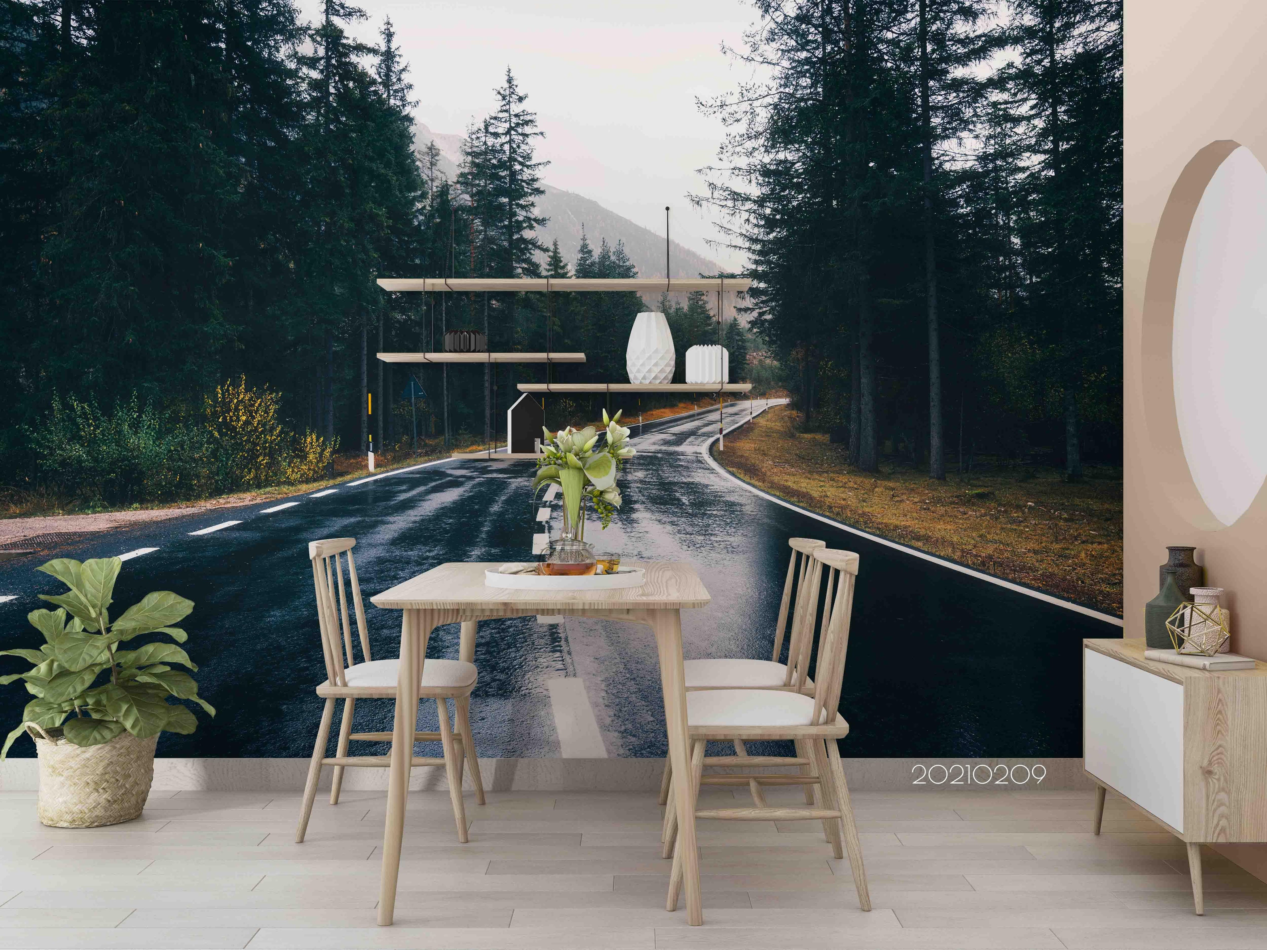 3D Road Forest Landscape Wall Mural Wallpaper LQH 224- Jess Art Decoration