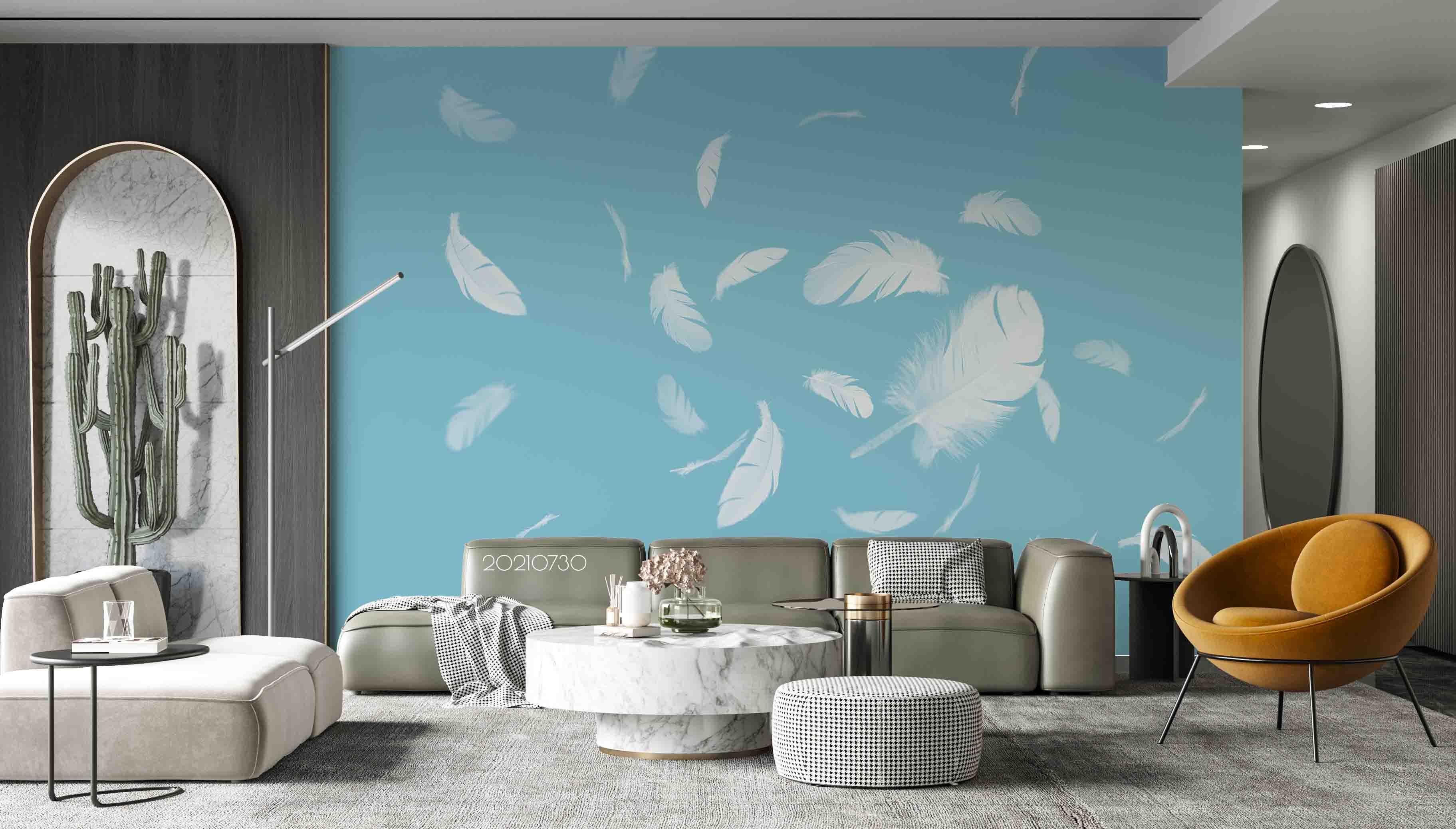 3D White Feather Floating Wall Mural Wallpaper SWW4443- Jess Art Decoration